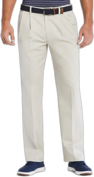 Savane Men's Ultimate Performance Pleated Chino Pants With Expandable Waistband, Non-Iron Fabric, Stretch Lightweight Twill