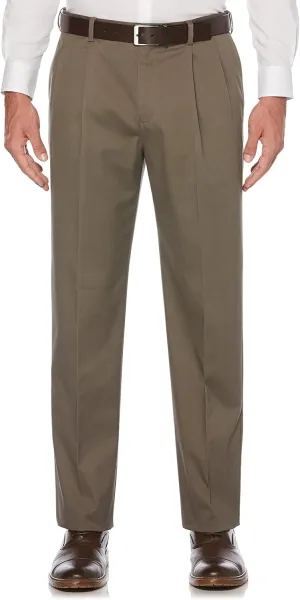 Savane Men's Ultimate Performance Pleated Chino Pants With Expandable Waistband, Non-Iron Fabric, Stretch Lightweight Twill