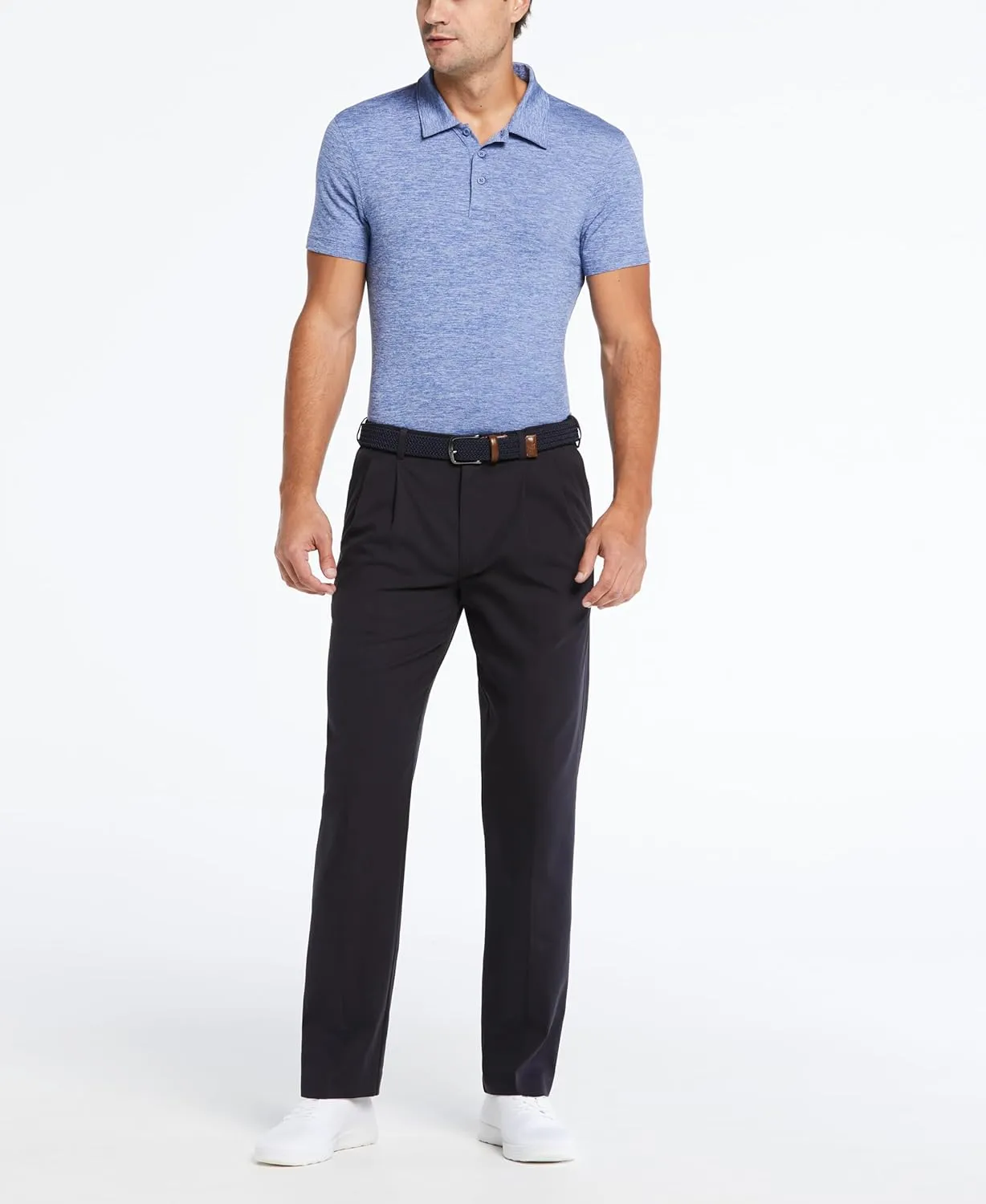 Savane Men's Ultimate Performance Pleated Chino Pants With Expandable Waistband, Non-Iron Fabric, Stretch Lightweight Twill