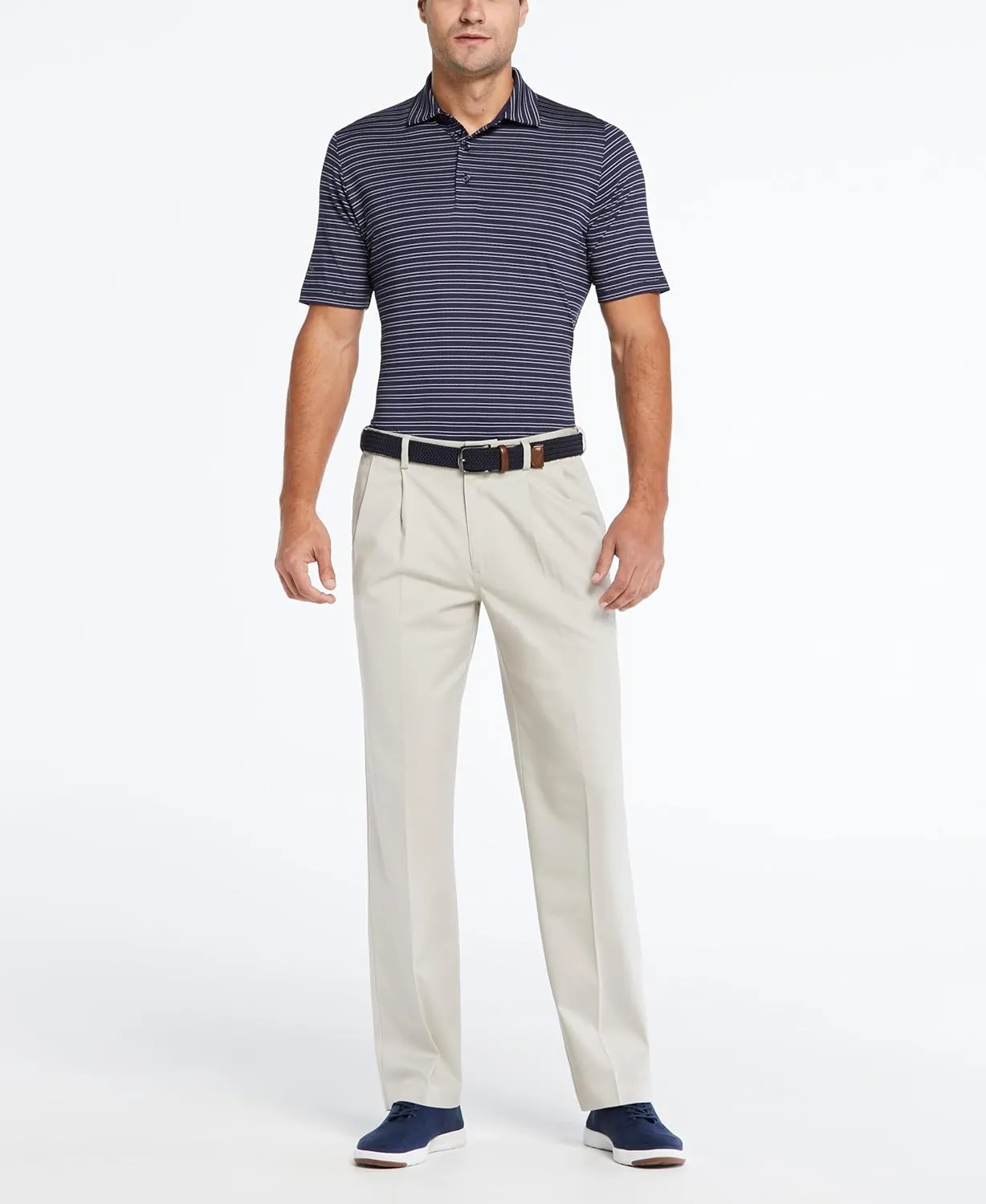 Savane Men's Ultimate Performance Pleated Chino Pants With Expandable Waistband, Non-Iron Fabric, Stretch Lightweight Twill