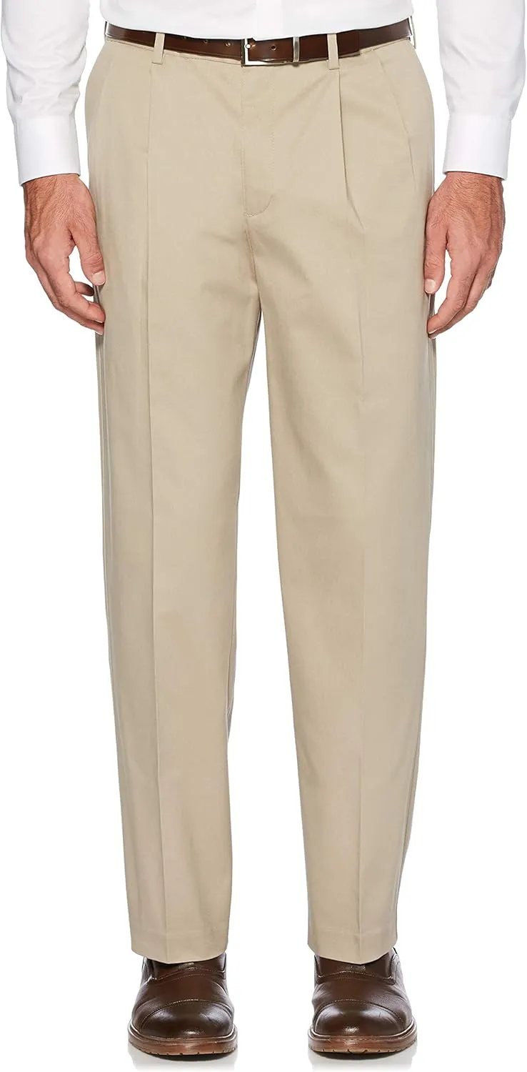 Savane Men's Ultimate Performance Pleated Chino Pants With Expandable Waistband, Non-Iron Fabric, Stretch Lightweight Twill