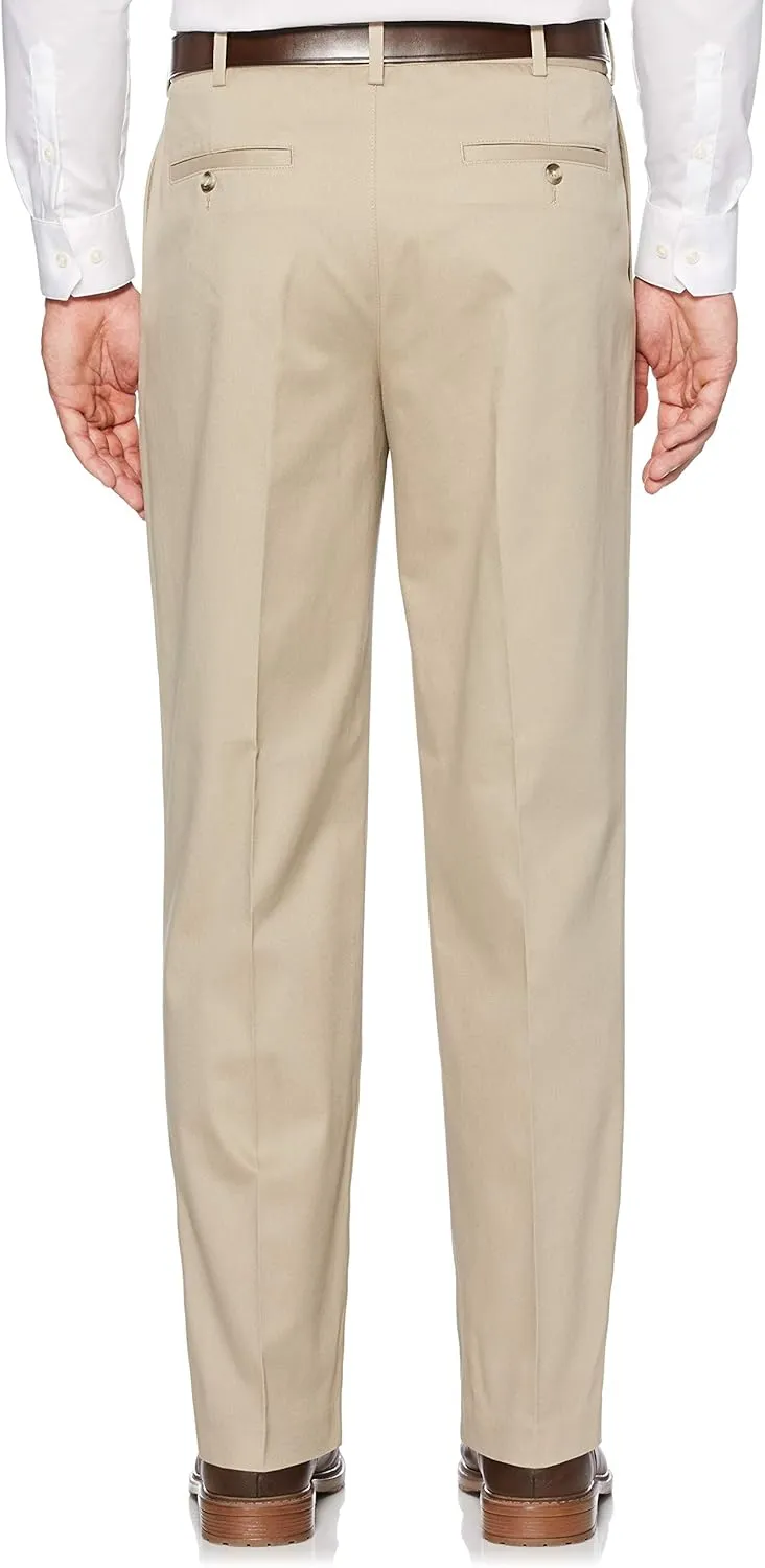 Savane Men's Ultimate Performance Pleated Chino Pants With Expandable Waistband, Non-Iron Fabric, Stretch Lightweight Twill