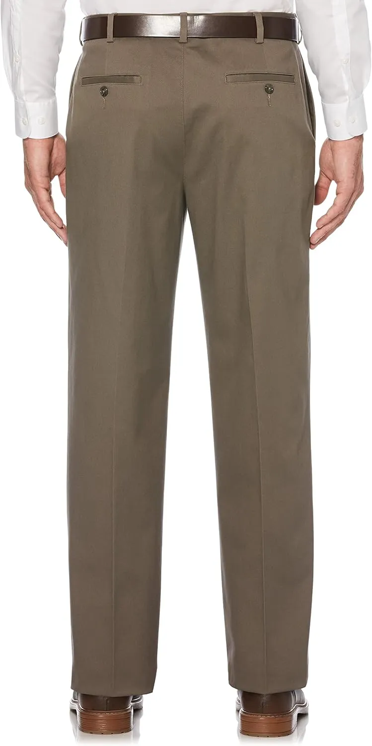 Savane Men's Ultimate Performance Pleated Chino Pants With Expandable Waistband, Non-Iron Fabric, Stretch Lightweight Twill