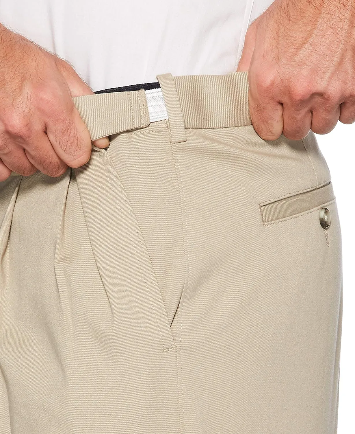 Savane Men's Ultimate Performance Pleated Chino Pants With Expandable Waistband, Non-Iron Fabric, Stretch Lightweight Twill