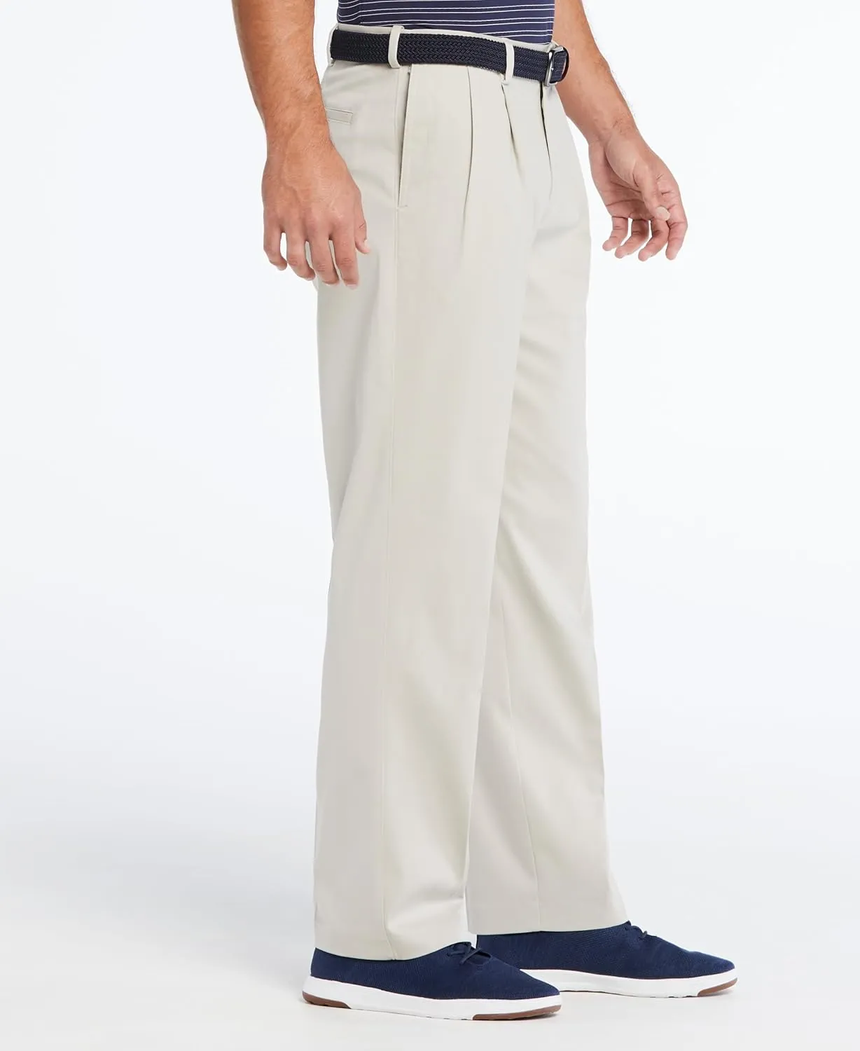 Savane Men's Ultimate Performance Pleated Chino Pants With Expandable Waistband, Non-Iron Fabric, Stretch Lightweight Twill
