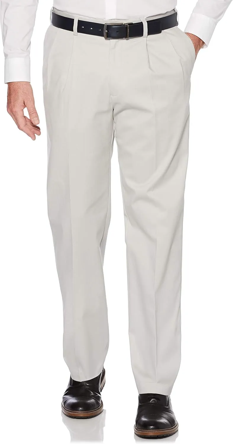 Savane Men's Ultimate Performance Pleated Chino Pants With Expandable Waistband, Non-Iron Fabric, Stretch Lightweight Twill