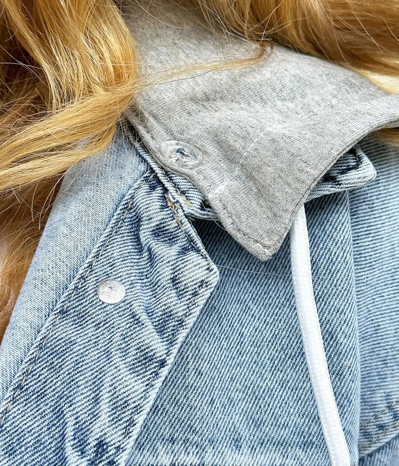 SCOFEEL Women's Oversized Denim Jacket Long Sleeve Distressed Button Down Shacket Detachable Hood Loose Jean Jacket