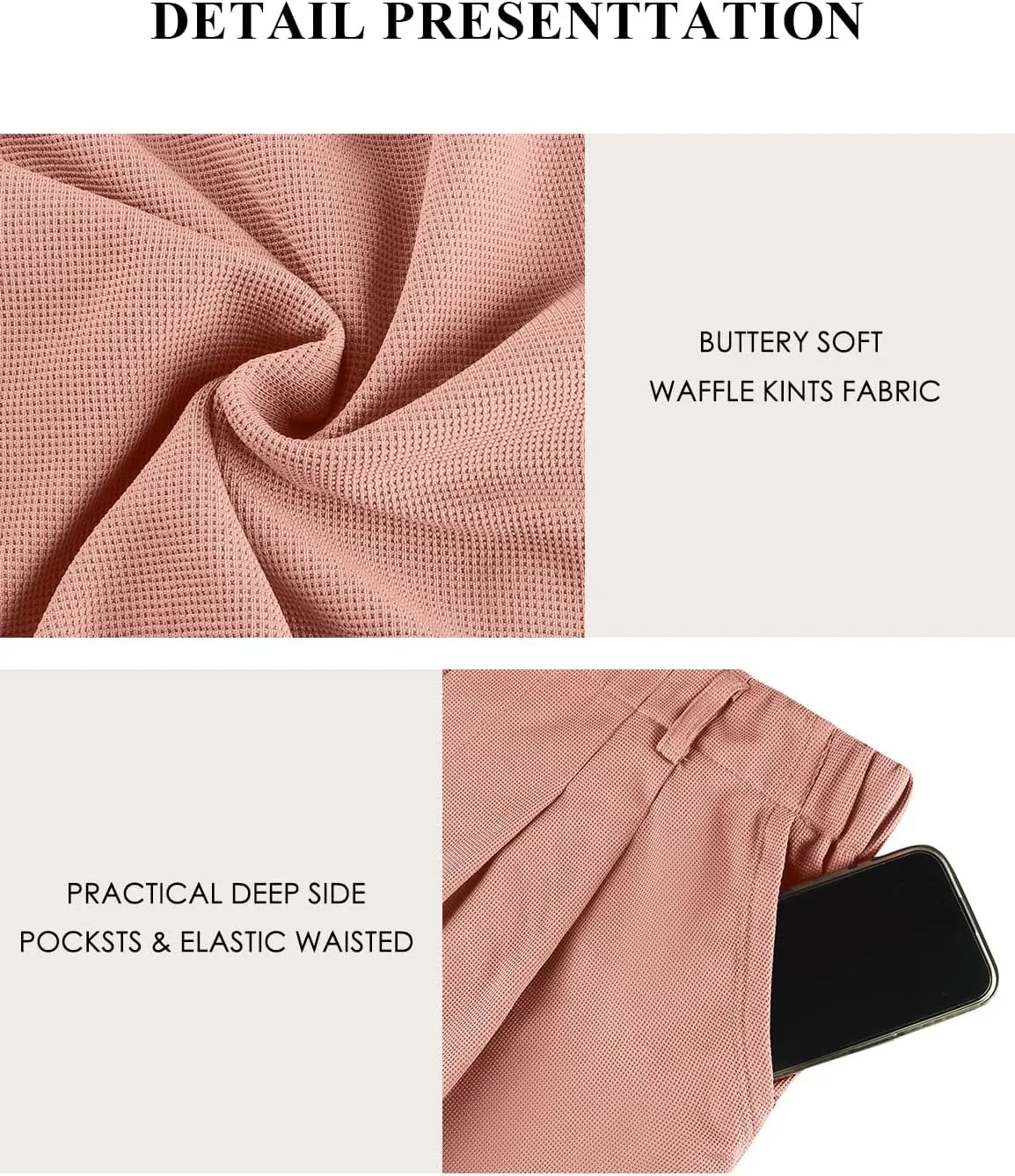 SeSe Code Women's Wide Leg Pants Elastic High Waisted Waffle Knit Casual Slacks Work Business Palazzo Trousers with Pockets