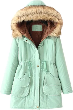 SMIDOW Winter Coats For Women 2023 Trendy Thicken Puffer Jackets With Faux Fur Hood Warm Parka Coat Outwear