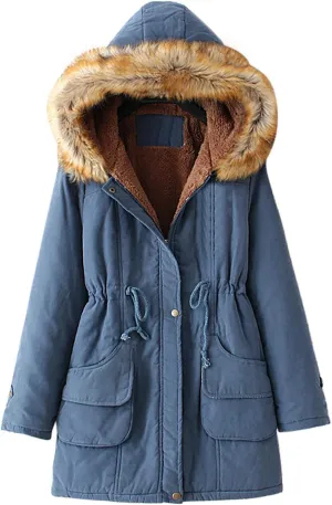 SMIDOW Winter Coats For Women 2023 Trendy Thicken Puffer Jackets With Faux Fur Hood Warm Parka Coat Outwear