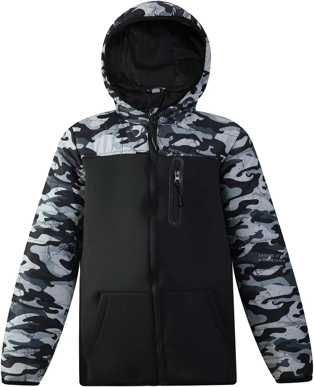 SNOW DREAMS Boys Lightweight Coat Hooded Waterproof Camo Puffer Jackets Outerwear