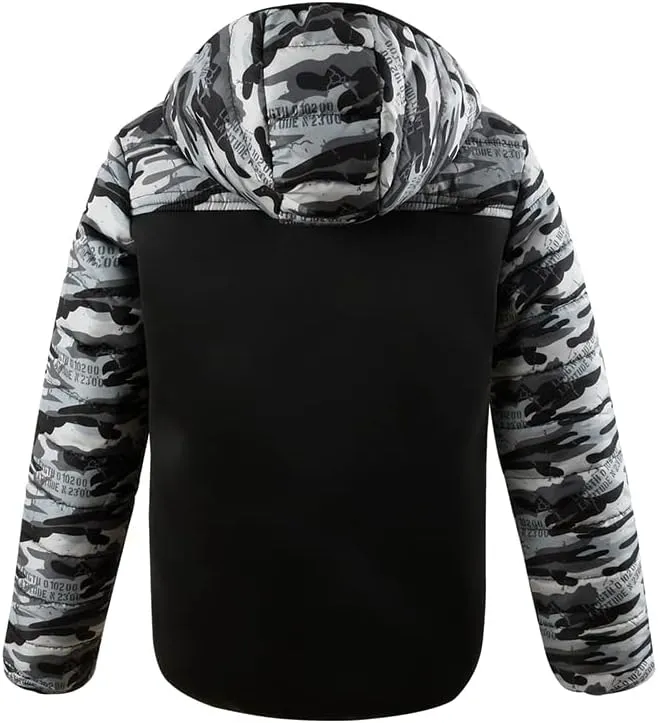 SNOW DREAMS Boys Lightweight Coat Hooded Waterproof Camo Puffer Jackets Outerwear