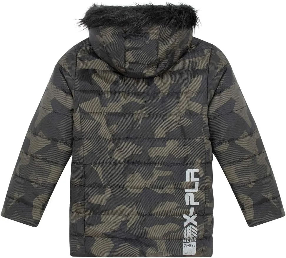 SNOW DREAMS Boys Lightweight Coat Hooded Waterproof Camo Puffer Jackets Outerwear