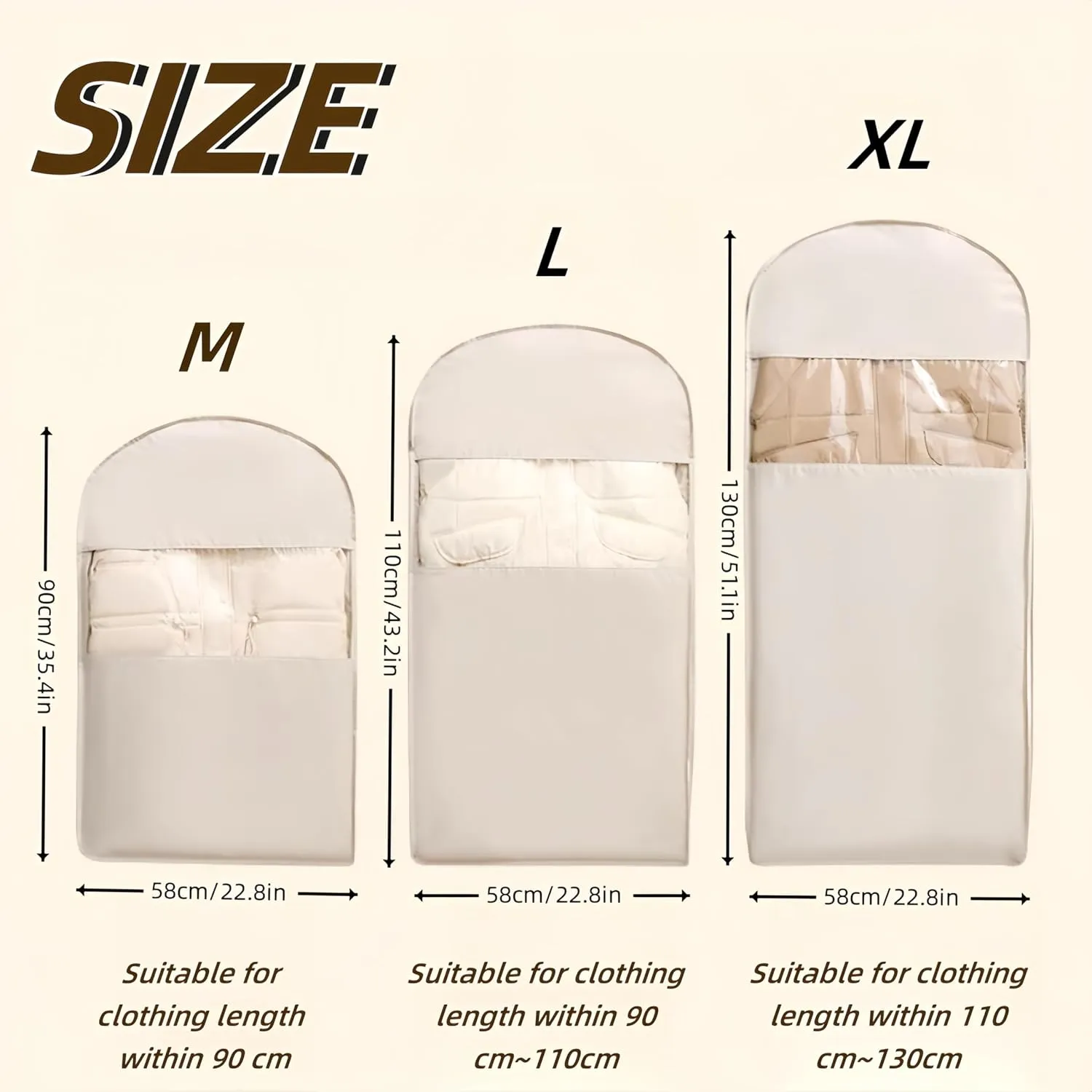 Space Saving Hanging Garment Bag with Self Compression Zipper, Dust Proof Clothes Storage for Coats, Jackets, Sweaters & Seasonal Clothes - Clear Protector for Closet (Blue,M L XL)