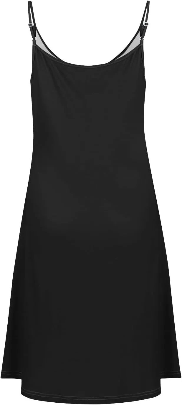 Summer Dresses for Women Spaghetti Strap Casual Swing Tank Beach Cover Up Dress with Pockets