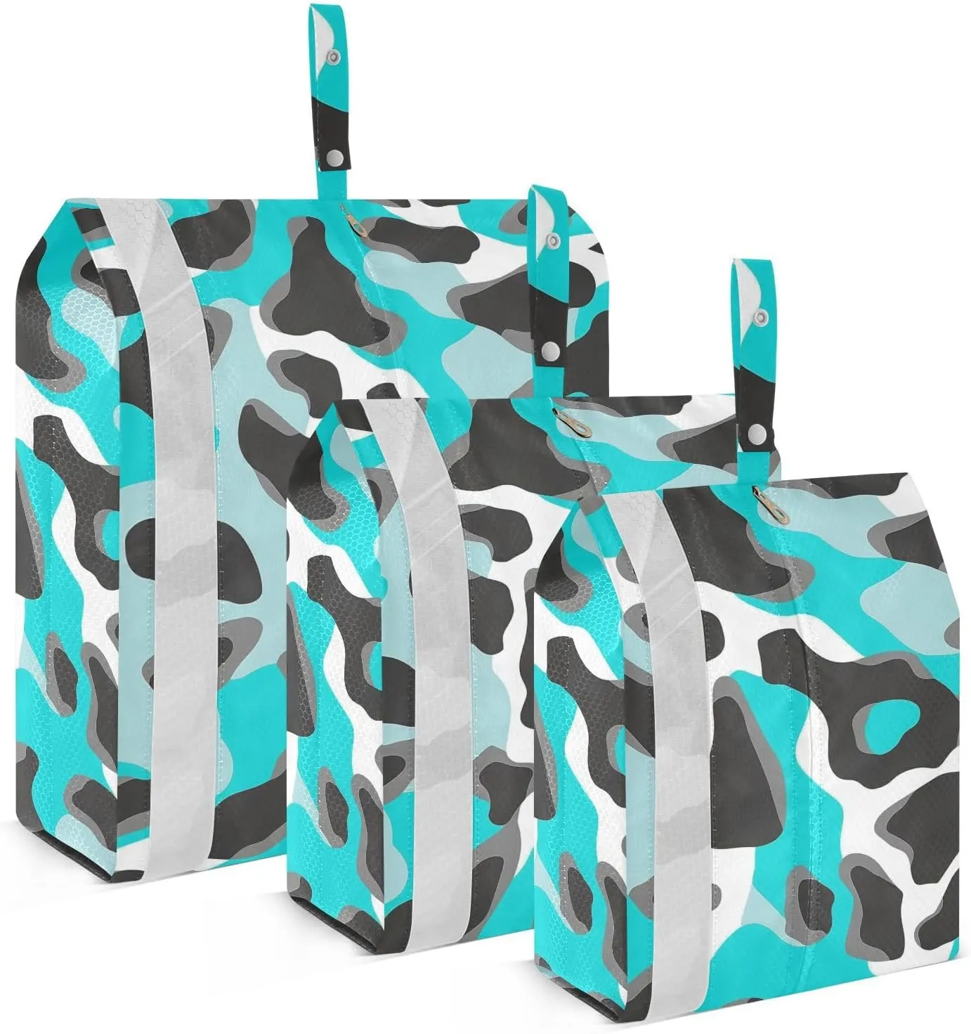 Turquoise Blue Smoky Gray Dark 3 Set Packing Travel Bags Reusable Garment Bag Closet Storage Clear Storage Bags Clothes Organizers And Storage