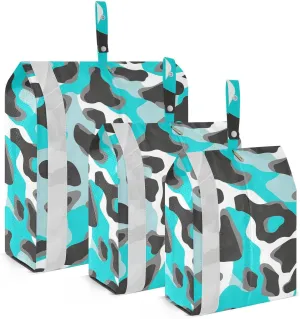 Turquoise Blue Smoky Gray Dark 3 Set Packing Travel Bags Reusable Garment Bag Closet Storage Clear Storage Bags Clothes Organizers And Storage