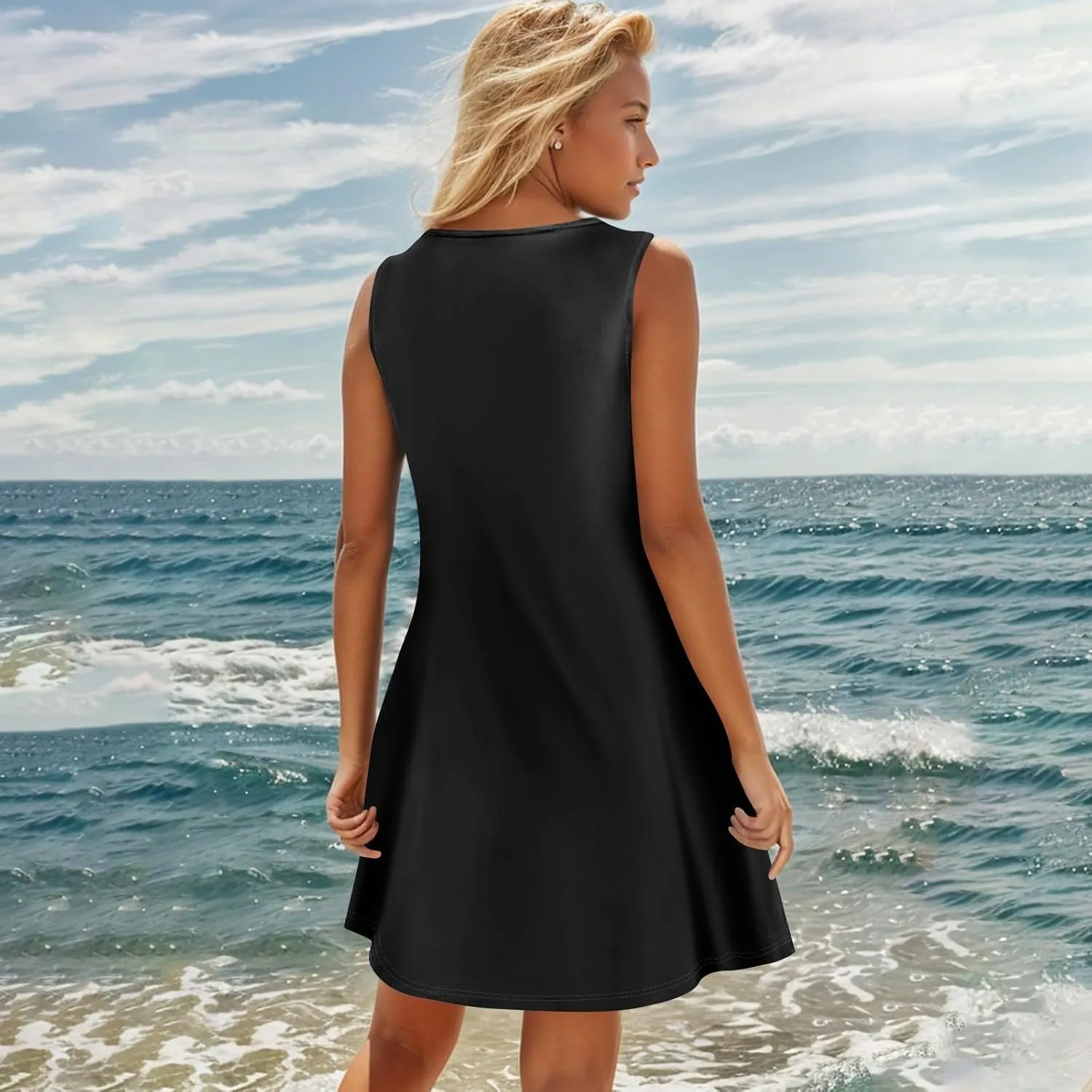 TWGONE Summer Dresses for Women 2025 Vacation Beach Swimsuit Coverups Sleeveless Button Down Spring Boho Midi Sun Dress