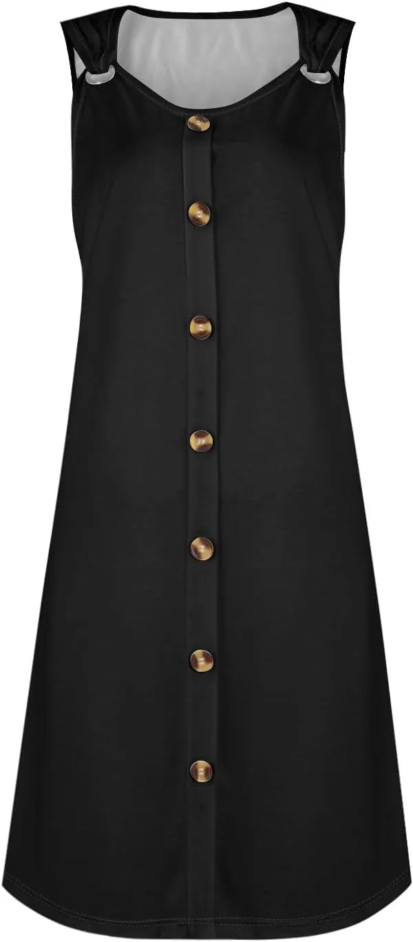 TWGONE Summer Dresses for Women 2025 Vacation Beach Swimsuit Coverups Sleeveless Button Down Spring Boho Midi Sun Dress