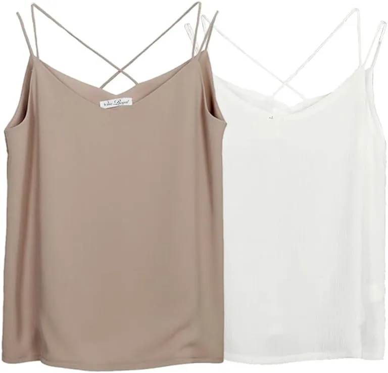 Van Royal Womens Camisole Tops V Neck Elegant Women Chiffon Camis Tank Tees