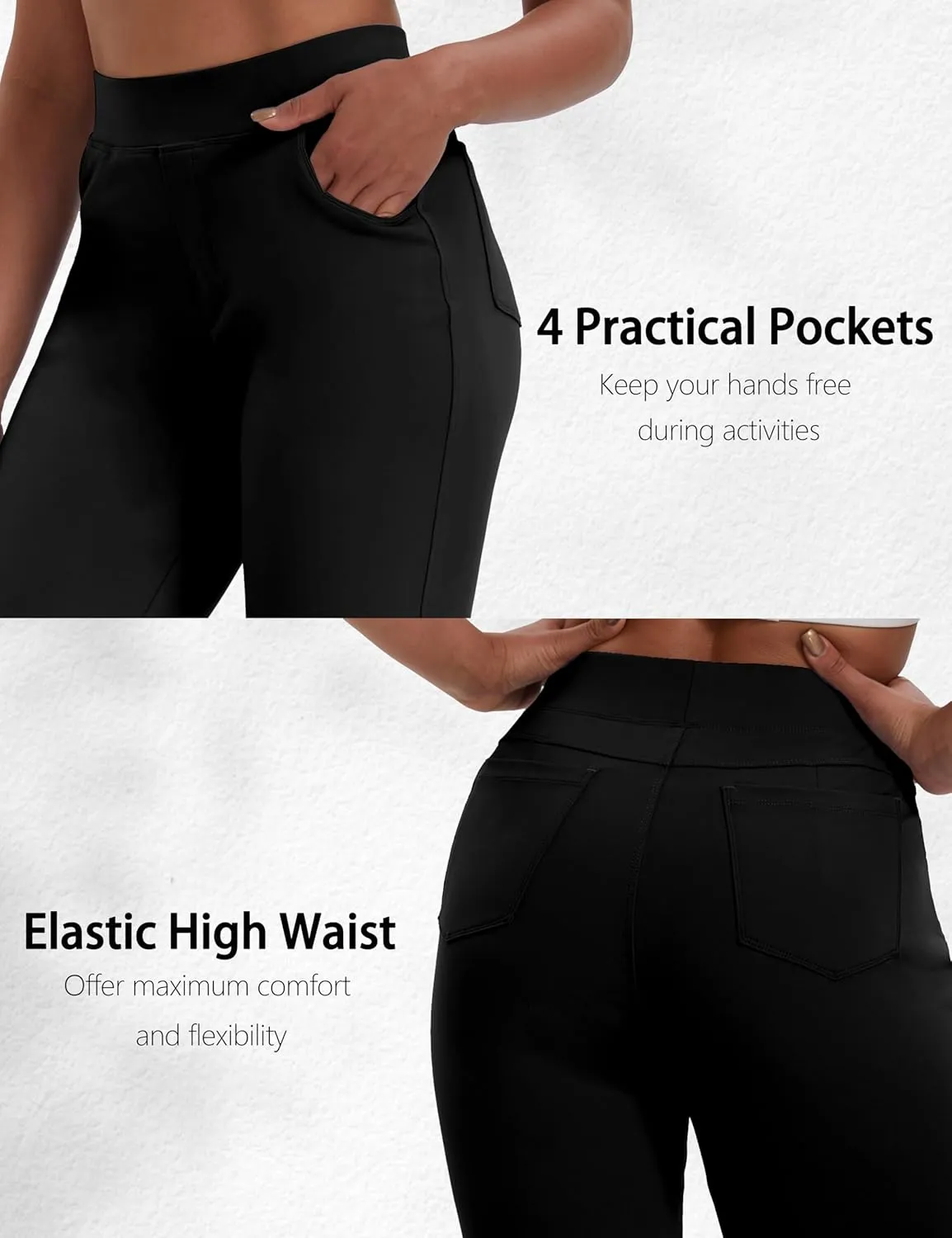 VOOVEEYA Yoga Capri Pants for Women, Crop Leggings with Pockets High Waisted Casual Straight Leg Pants