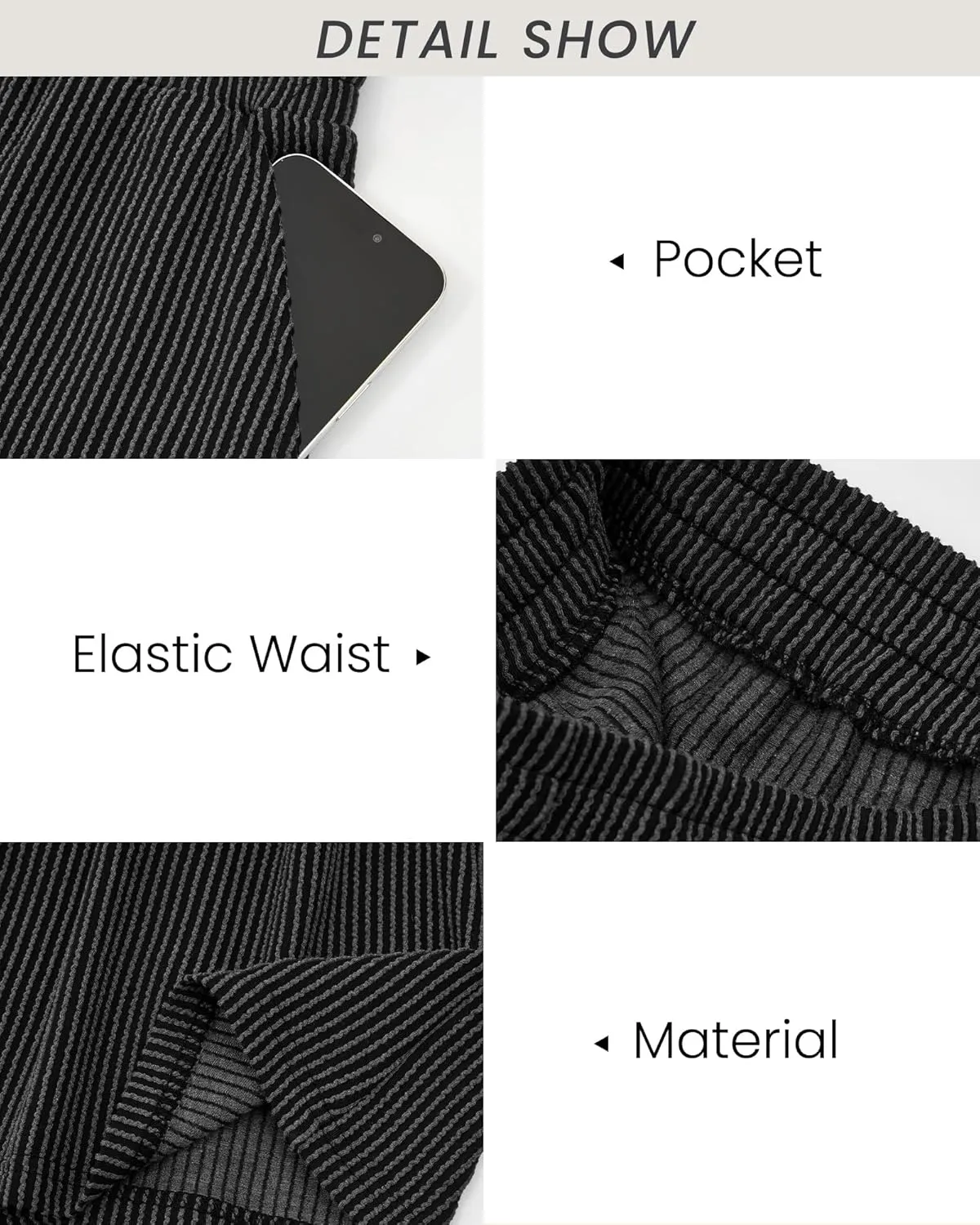 WICIWI Women's Casual Wide Leg Pants Fall Winter Elastic Waist Loose Rib Knit Lounge Palazzo Trousers with Pockets
