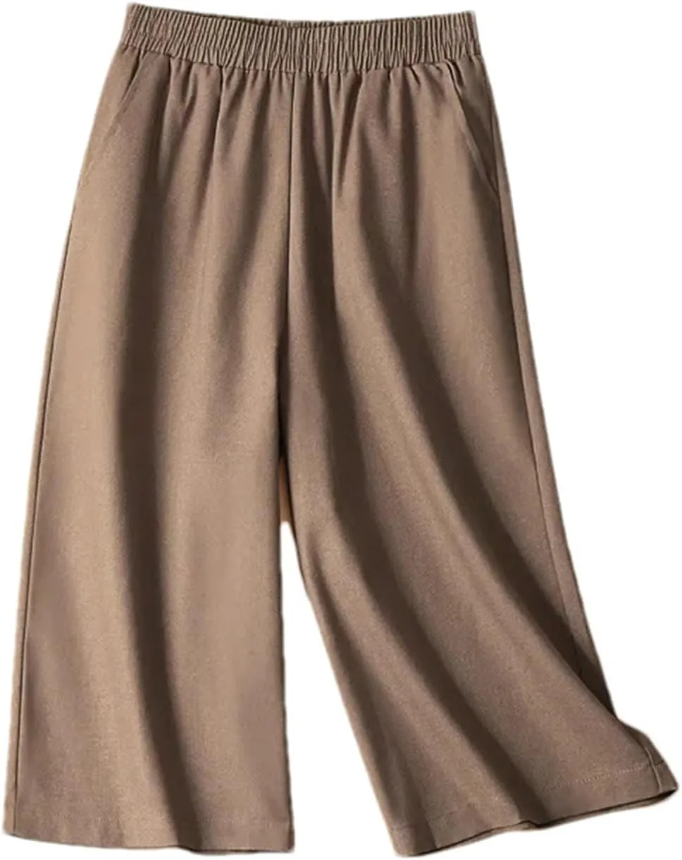 Women's High-Waisted Wide-Leg Pants  Cotton Linen Thin Slim Drape Straight-Leg Trousers for Summer Vacation Outfits