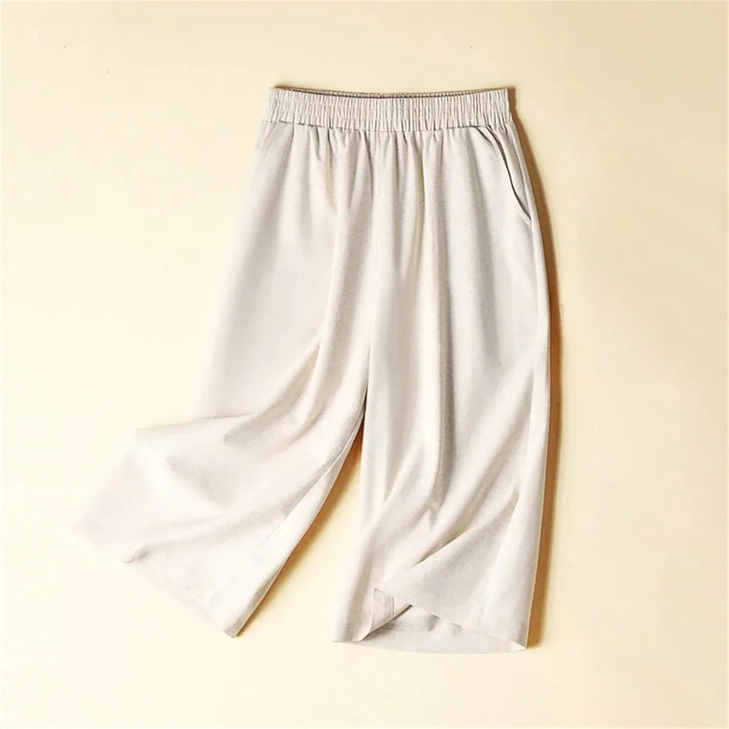 Women's High-Waisted Wide-Leg Pants  Cotton Linen Thin Slim Drape Straight-Leg Trousers for Summer Vacation Outfits