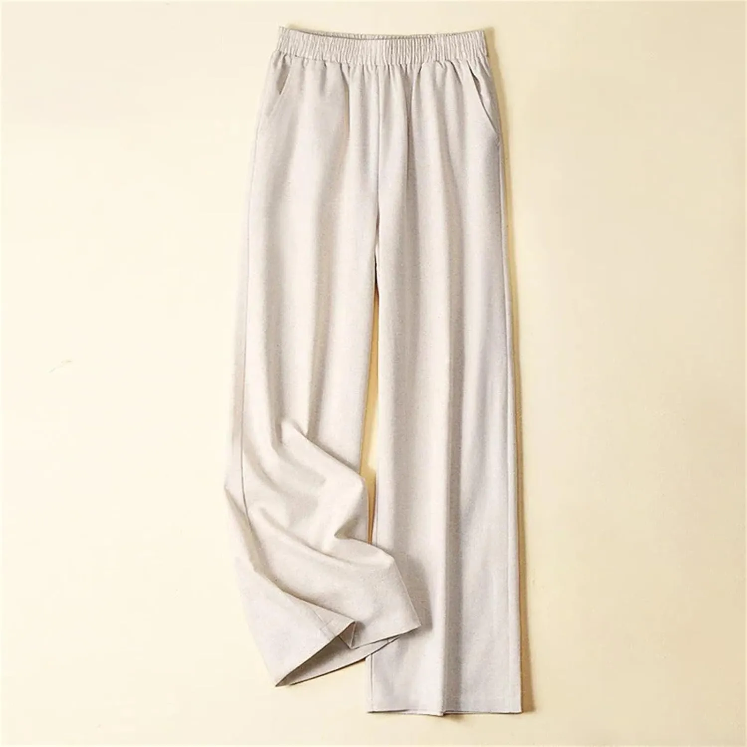 Women's High-Waisted Wide-Leg Pants  Cotton Linen Thin Slim Drape Straight-Leg Trousers for Summer Vacation Outfits