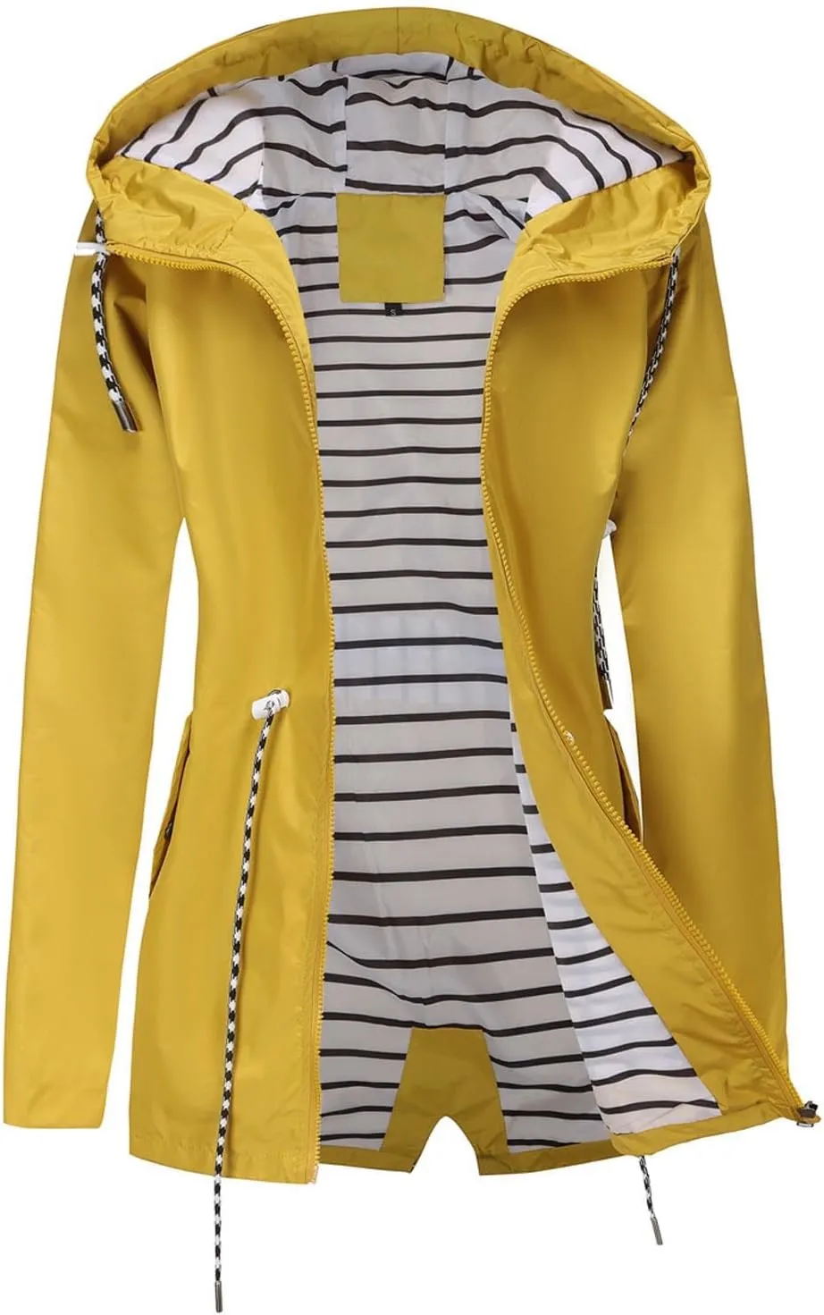 Women's Lightweight Hooded Waterproof Jacket Long Sleeve Oversized Outdoor Windbreaker Mid-Length Hooded Rain Coat