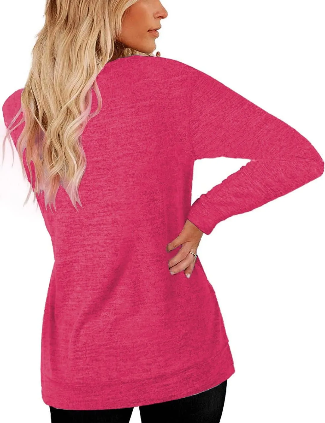 Womens Lightweight Sweatshirts Crewneck Thin Sweaters Long Sleeve Shirts Solid Color Casual Tunic Spring Tops(S-2XL