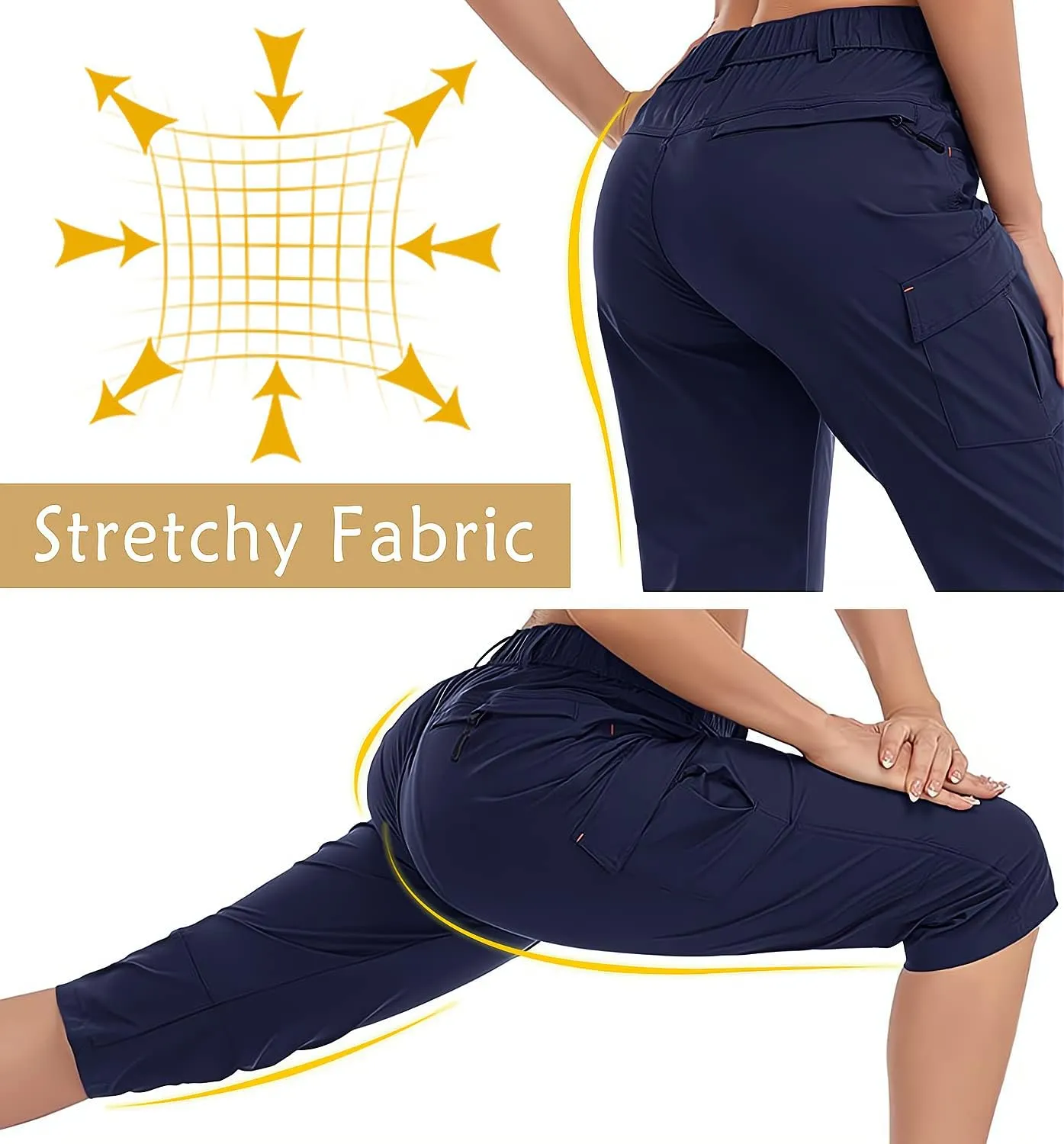 Women's Outdoor Hiking Pants With Cargo Pockets - Quick Dry UPF 50  Water-Resistant Athletic Pants for Camping and Workout