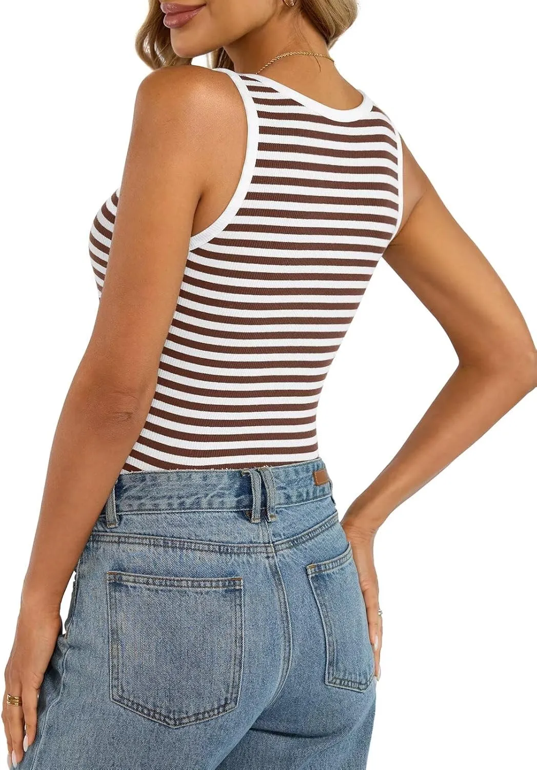 Womens Square Neck Ribbed Tank Tops Thin Shoulder Strap Sleeveless Basic Summer Clothes 2025