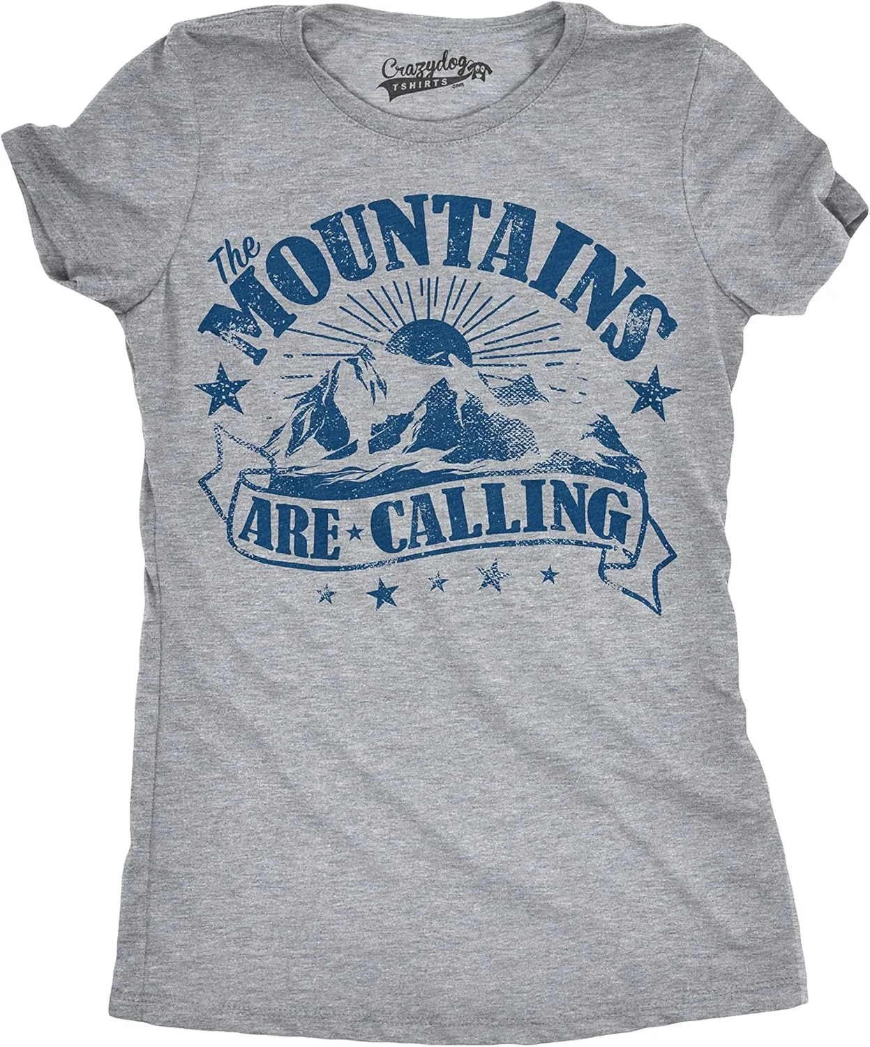 Womens The Mountains are Calling Cool Sunset Vintage Rockies Funny Hiking Nature T Shirt