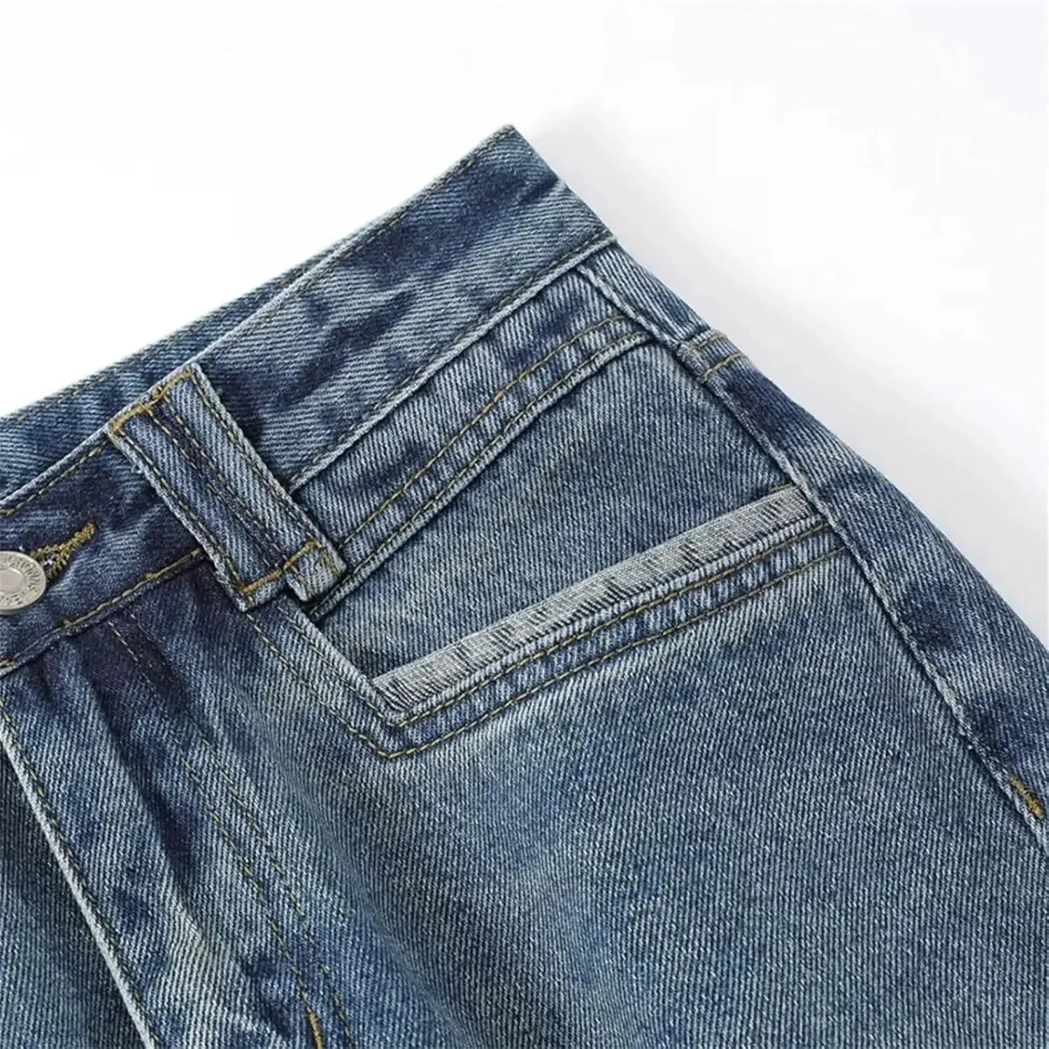 Women's Vintage High-Waisted Straight-Leg Denim Skirt  Summer Thin Side Slit Medium-Length A-Line Dress