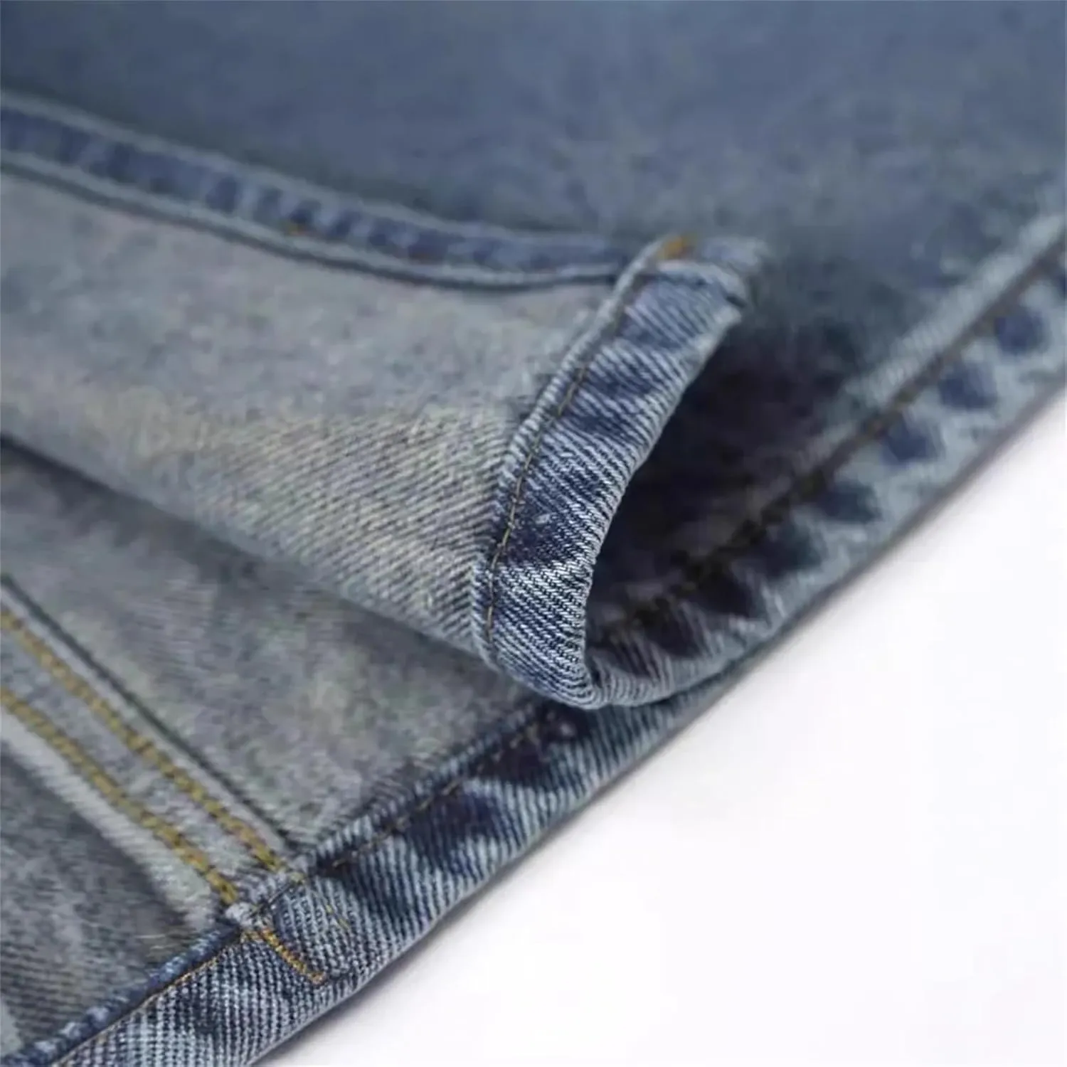 Women's Vintage High-Waisted Straight-Leg Denim Skirt  Summer Thin Side Slit Medium-Length A-Line Dress