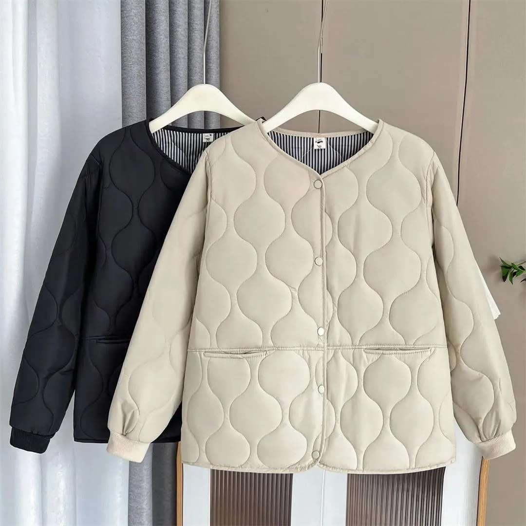 Women's Warm Coat Fall/Winter Thin Solid Color Cotton-Padded Parka