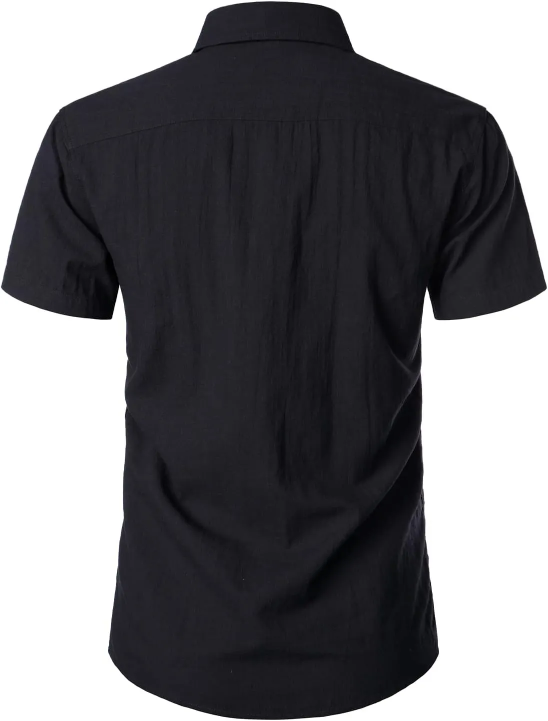 ZEROYAA Men's Fitted Cotton Linen Casual Short Sleeve Button Up Shirts Lightweight Beach Tops with Pocket
