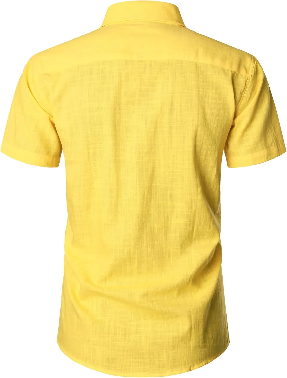 ZEROYAA Men's Fitted Cotton Linen Casual Short Sleeve Button Up Shirts Lightweight Beach Tops with Pocket