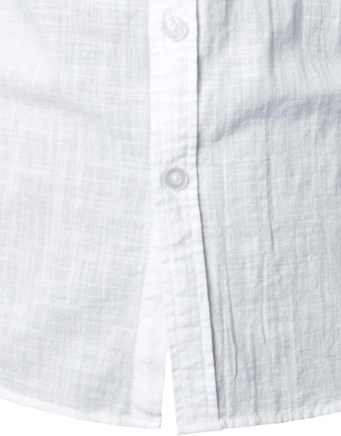 ZEROYAA Men's Fitted Cotton Linen Casual Short Sleeve Button Up Shirts Lightweight Beach Tops with Pocket