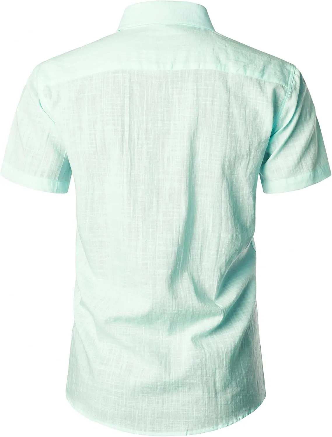 ZEROYAA Men's Fitted Cotton Linen Casual Short Sleeve Button Up Shirts Lightweight Beach Tops with Pocket