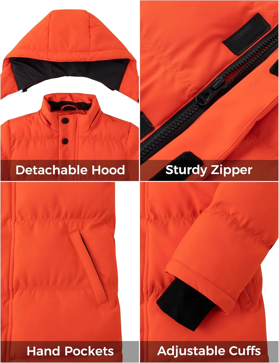 ZSHOW Boys' Winter Coat Waterproof Warm Quilted Puffer Jacket with Removable Hood