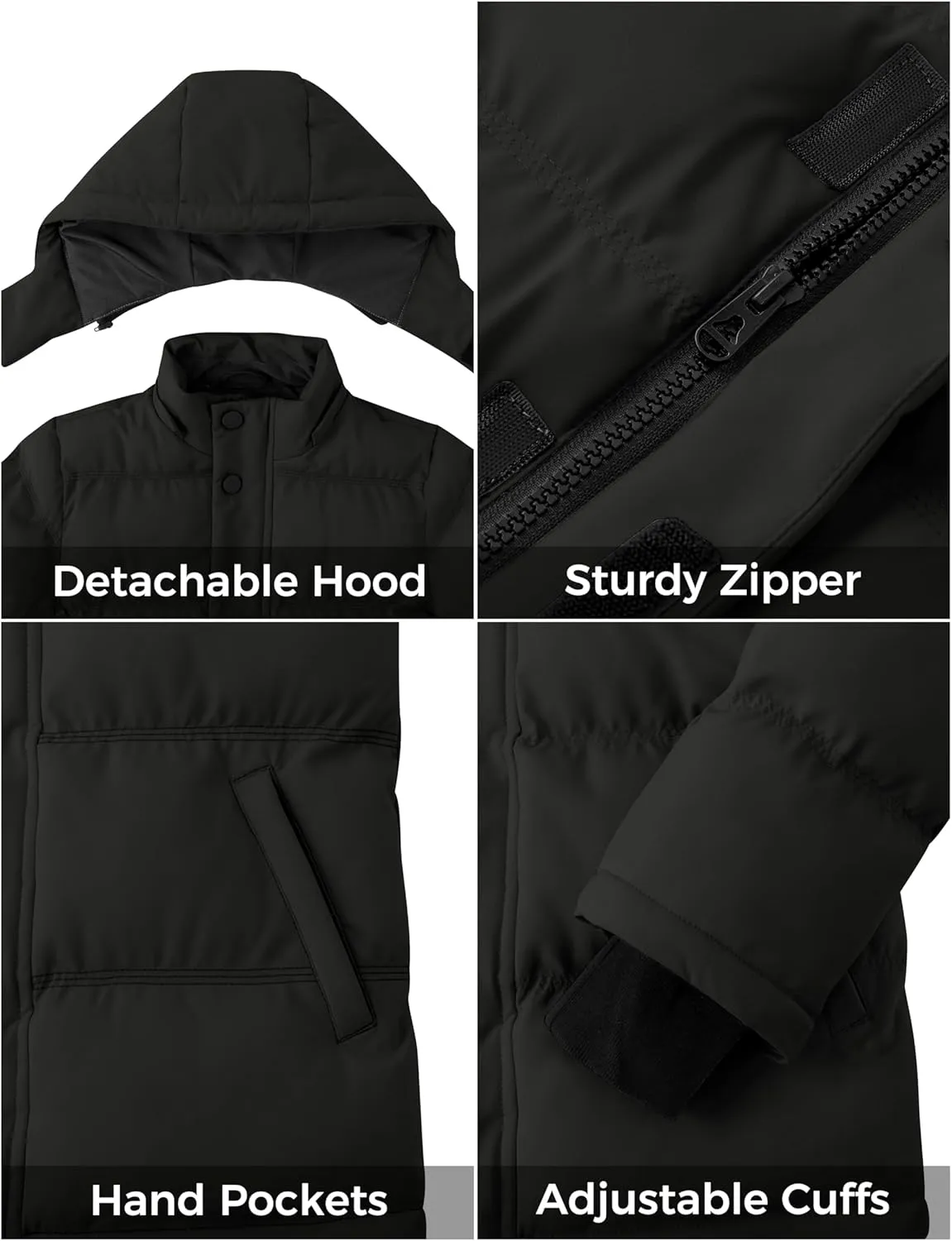 ZSHOW Boys' Winter Coat Waterproof Warm Quilted Puffer Jacket with Removable Hood