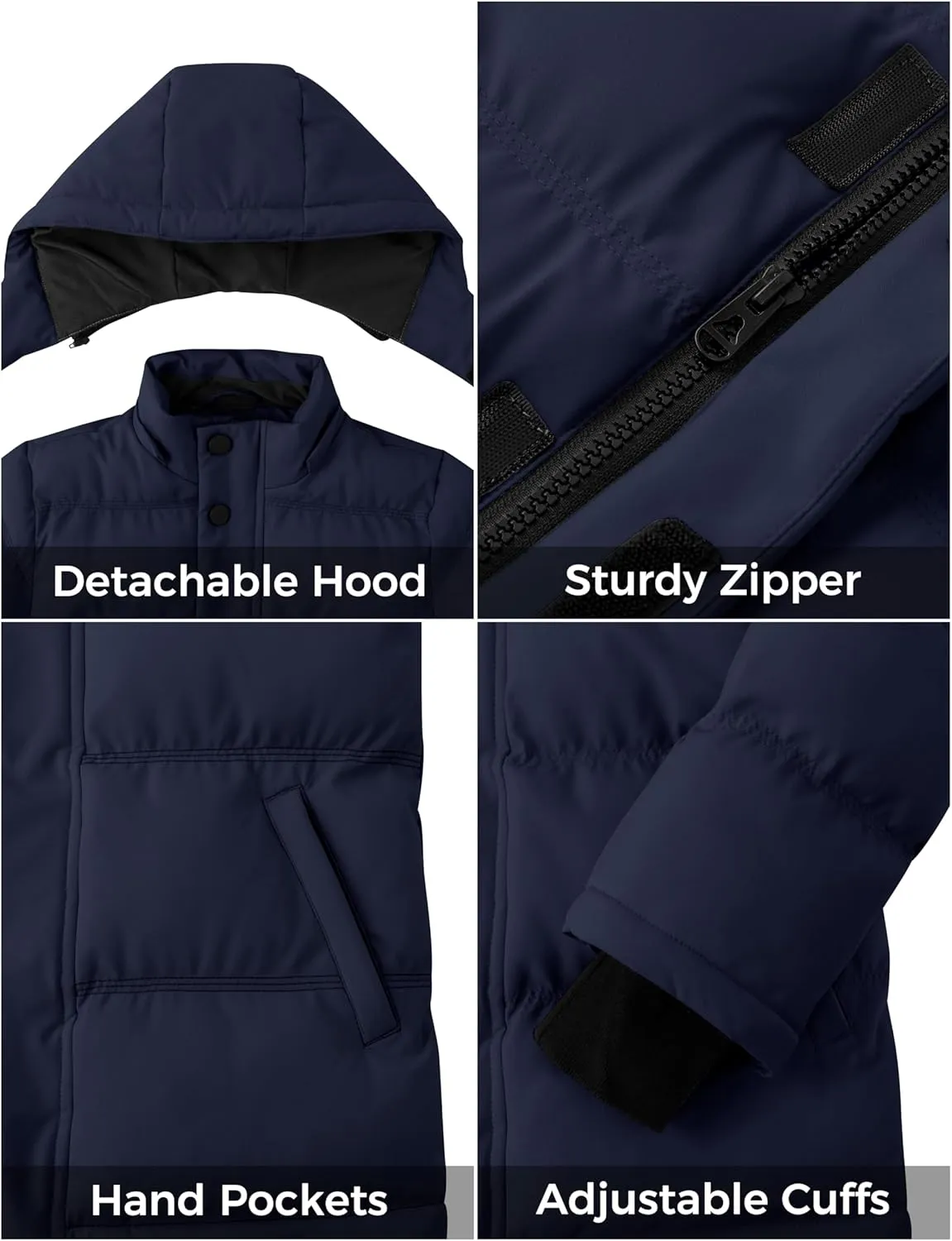 ZSHOW Boys' Winter Coat Waterproof Warm Quilted Puffer Jacket with Removable Hood