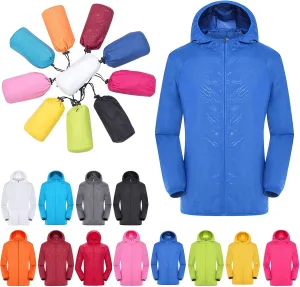 ZYXTIM Waterproof Rain Coat Unisex Sun Protection Lightweight Packable Quick Dry Hiking Windbreaker Oversize Workout Jackets
